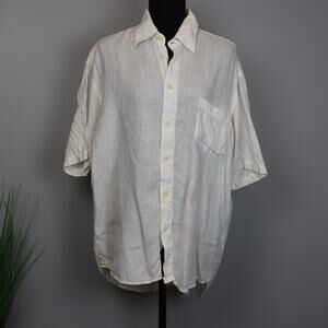 120% Lino short sleeved white linen shirt in size women's M